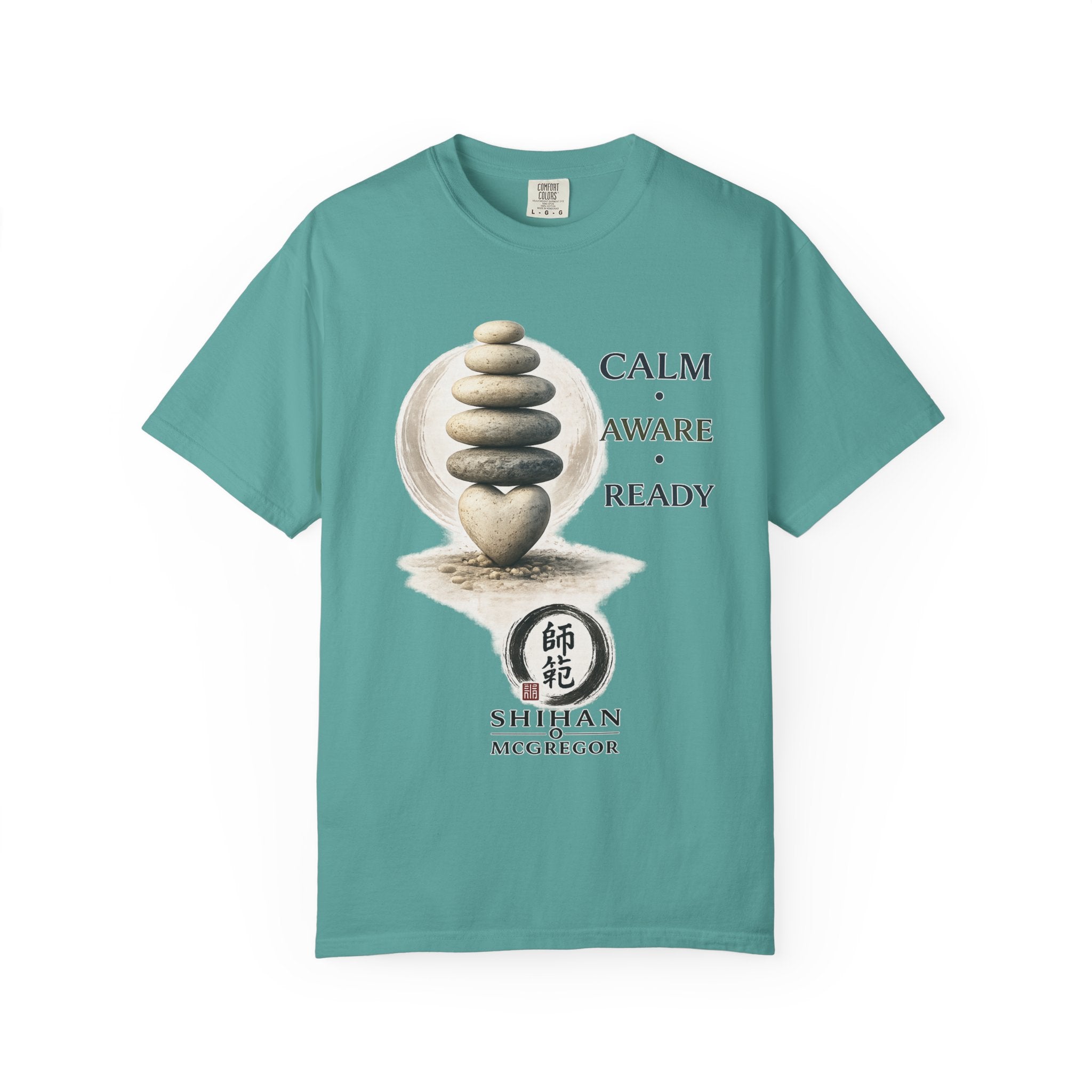 Calm Aware Ready T-Shirt — Zen Stone Stack Martial Arts Tee