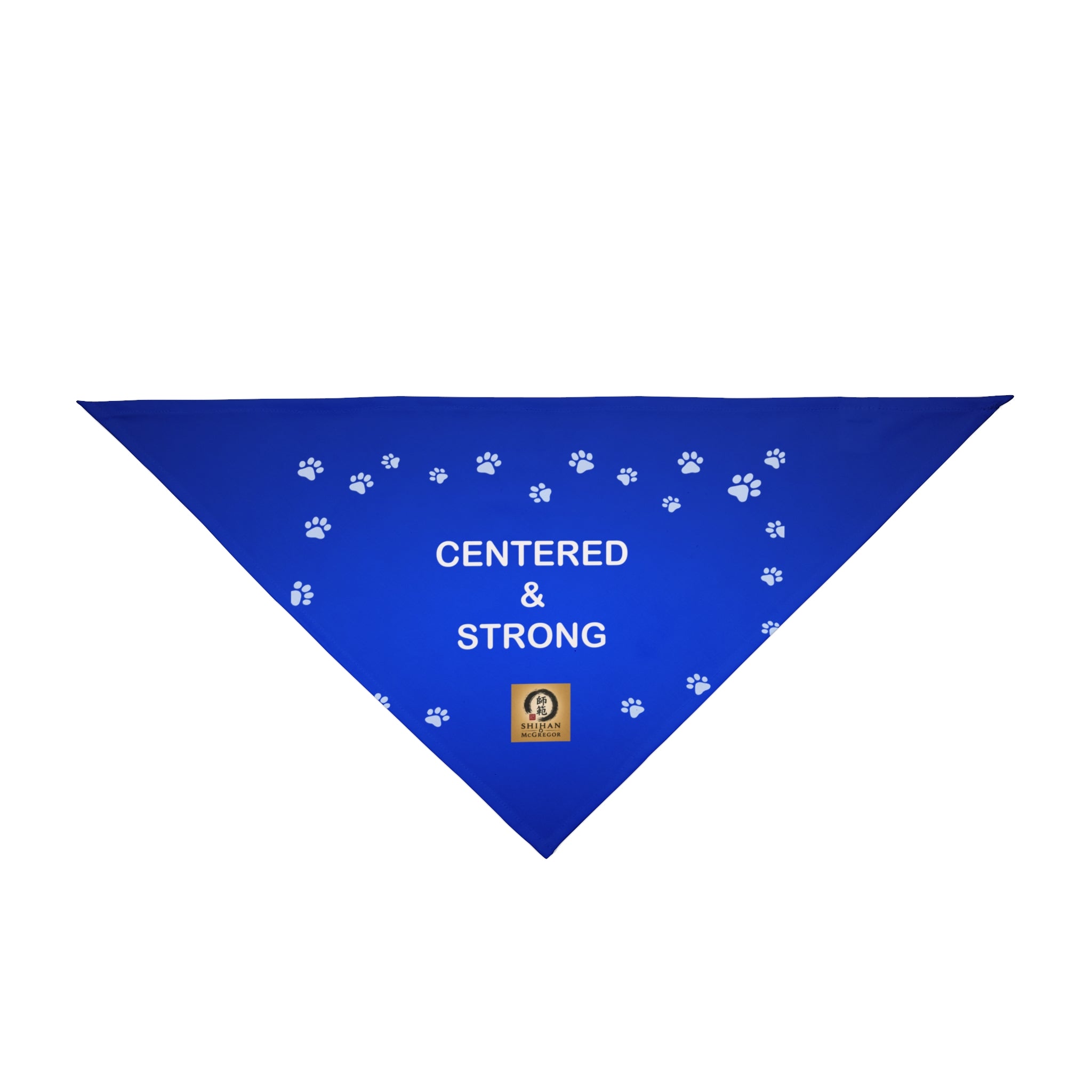 Centered & Strong Pet Bandana - Blue Paw Print Dog Scarf for Calm, Confident Pets