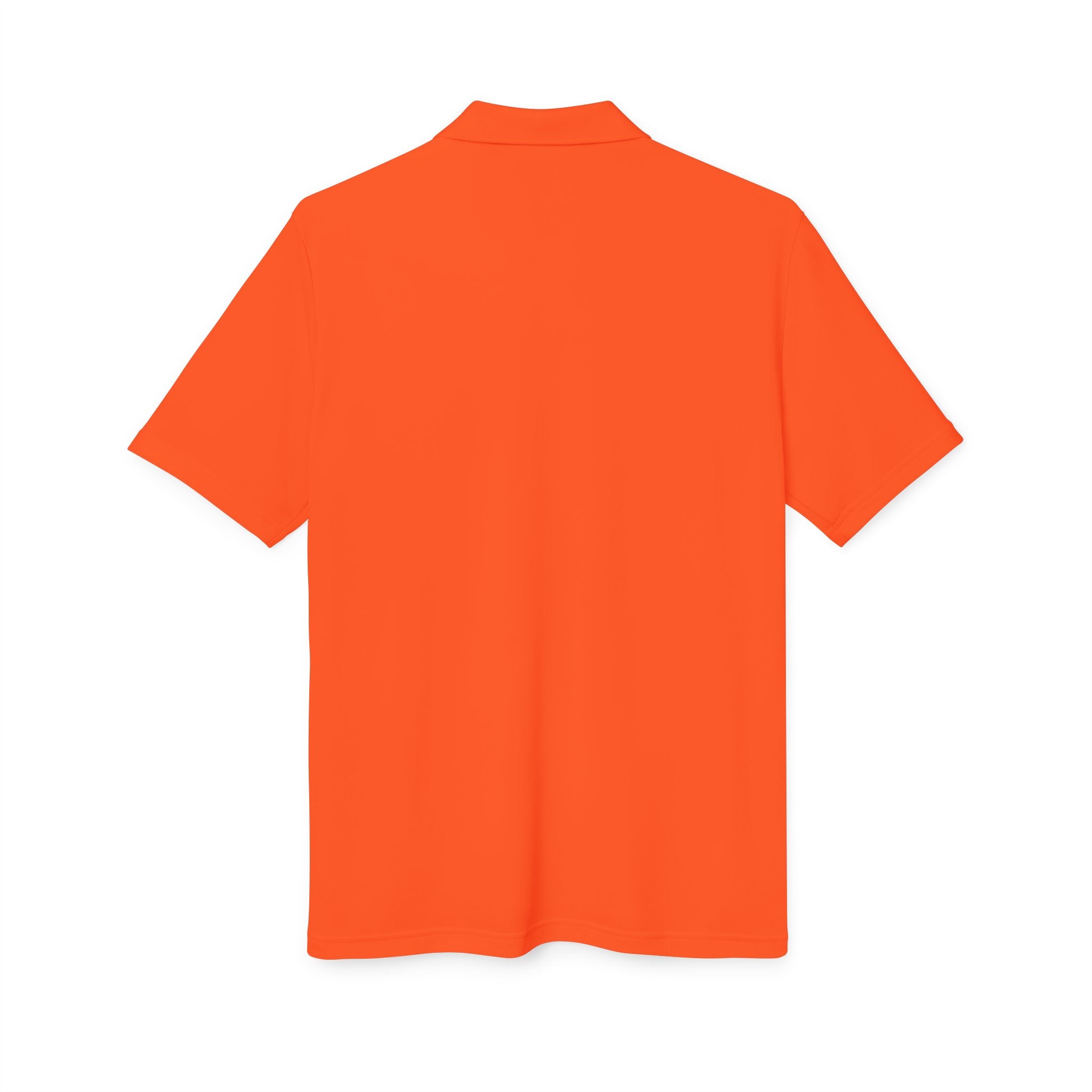 Orange Golf Polo with 'Back Nine' Vintage Crest – Performance Athletic Shirt