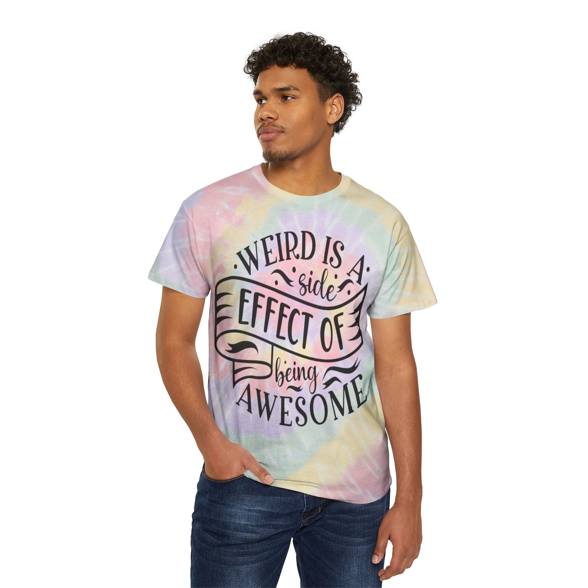 Tie-Dye T-Shirt — "Weird Is A Side Effect of Being Awesome" Spiral Pastel Tee