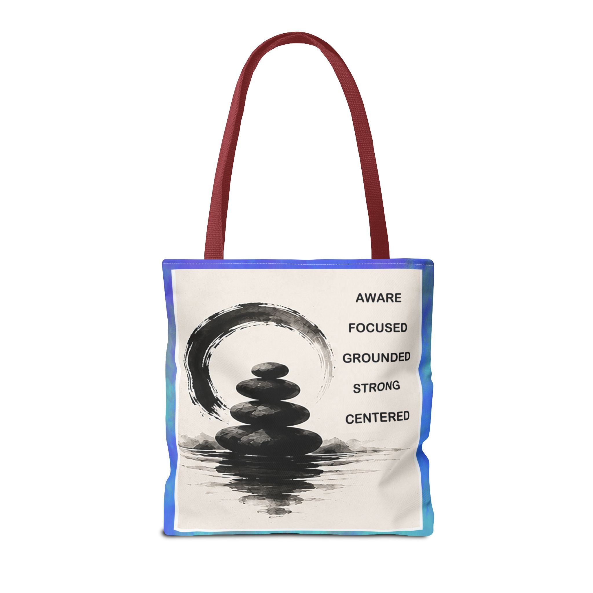 Zen Stones Tote Bag — Aware, Focused, Grounded Inspirational Canvas Tote