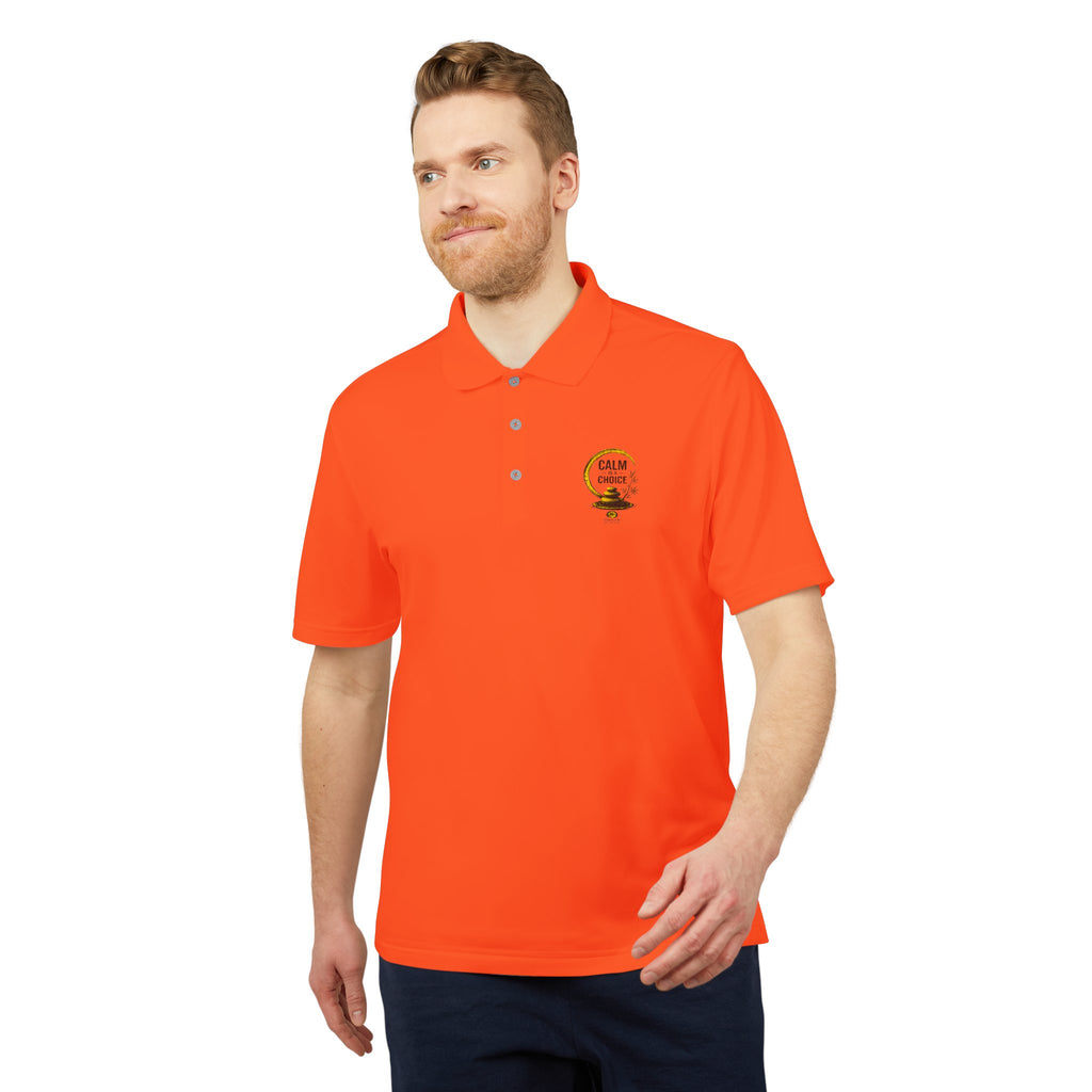 Orange Golf Polo with 'Back Nine' Vintage Crest – Performance Athletic Shirt