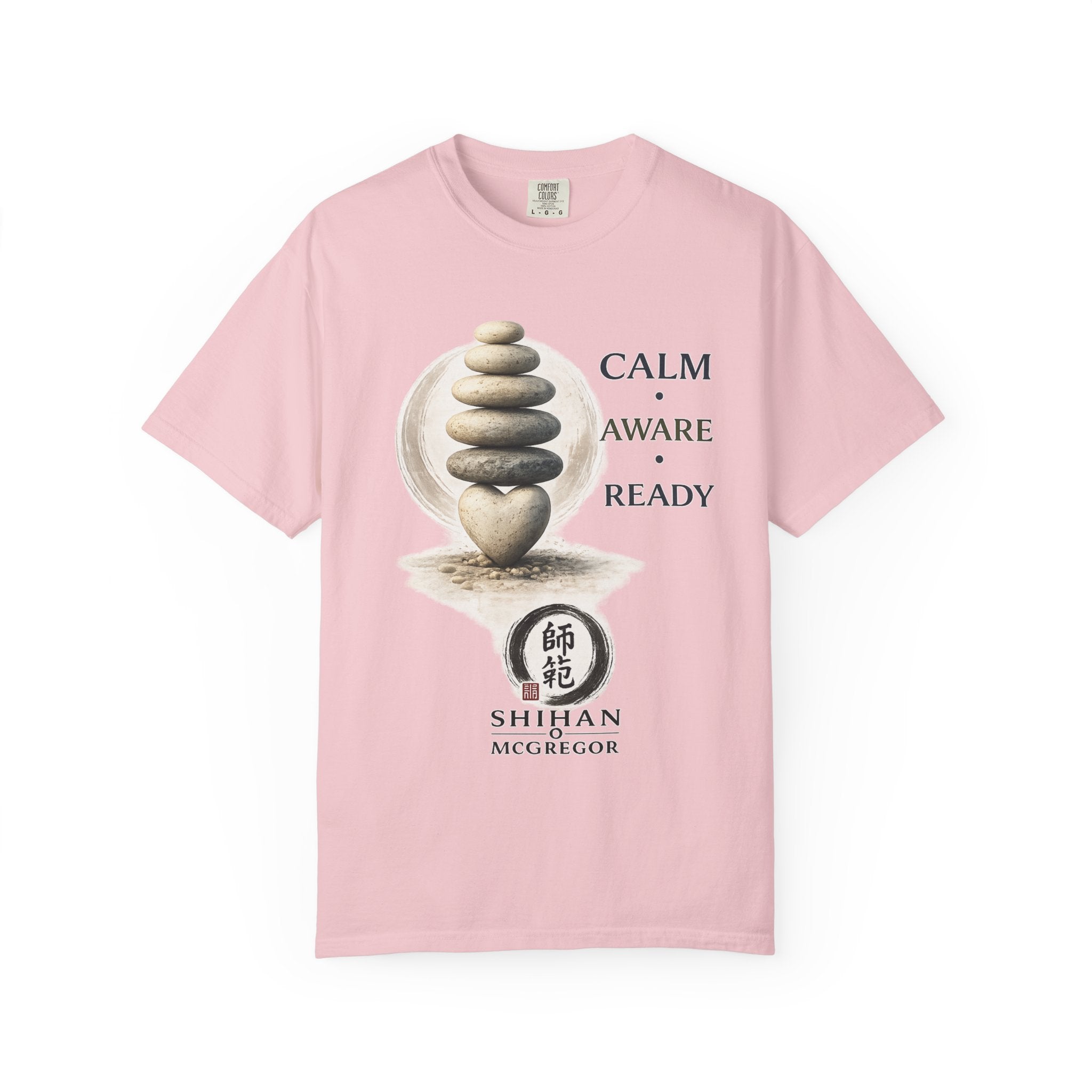 Calm Aware Ready T-Shirt — Zen Stone Stack Martial Arts Tee