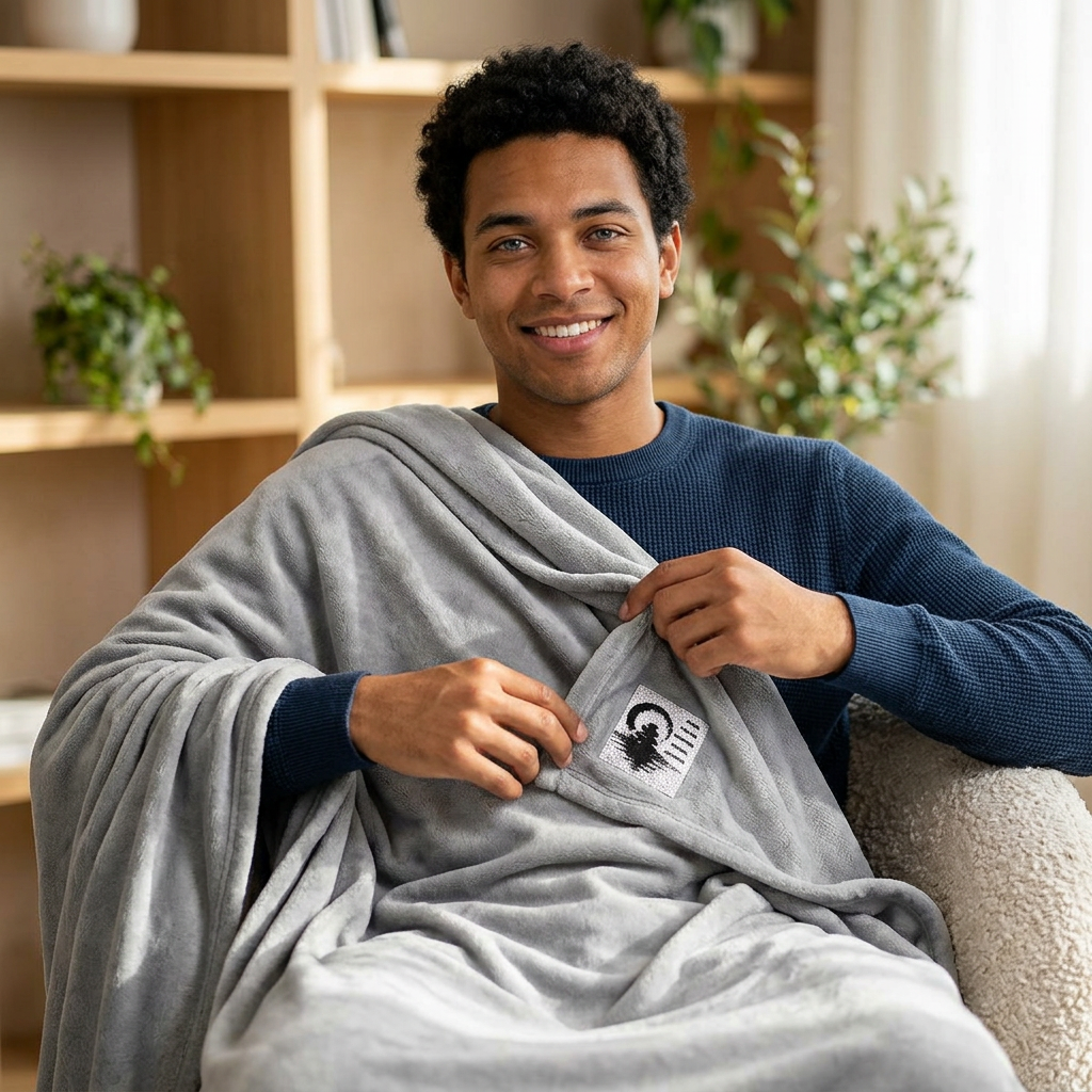 Embroidered Stadium Blanket — Cozy Game Day Throw with Team Patch