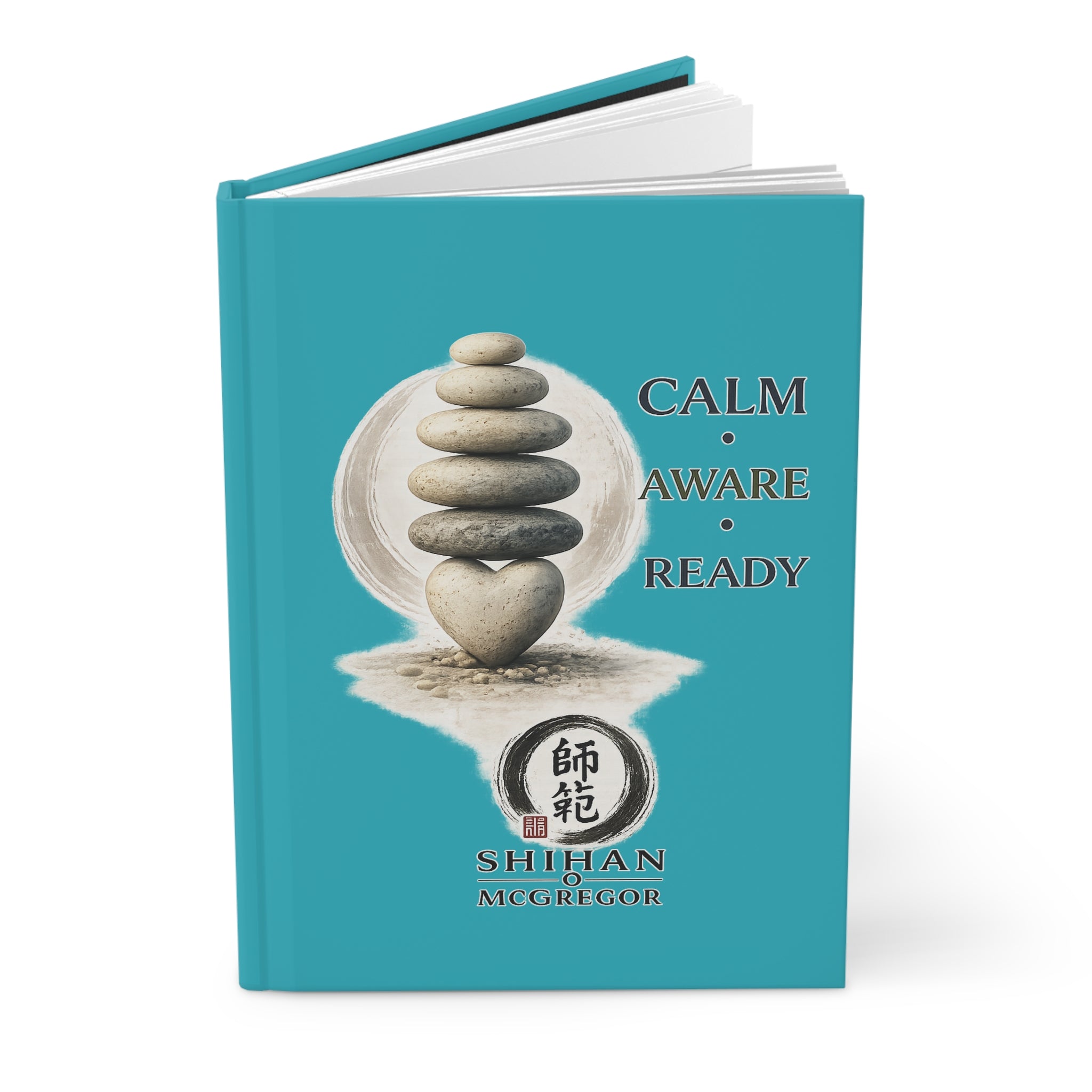 Calm • Aware • Ready Hardcover Journal — Zen Stone Stack Meditation Notebook