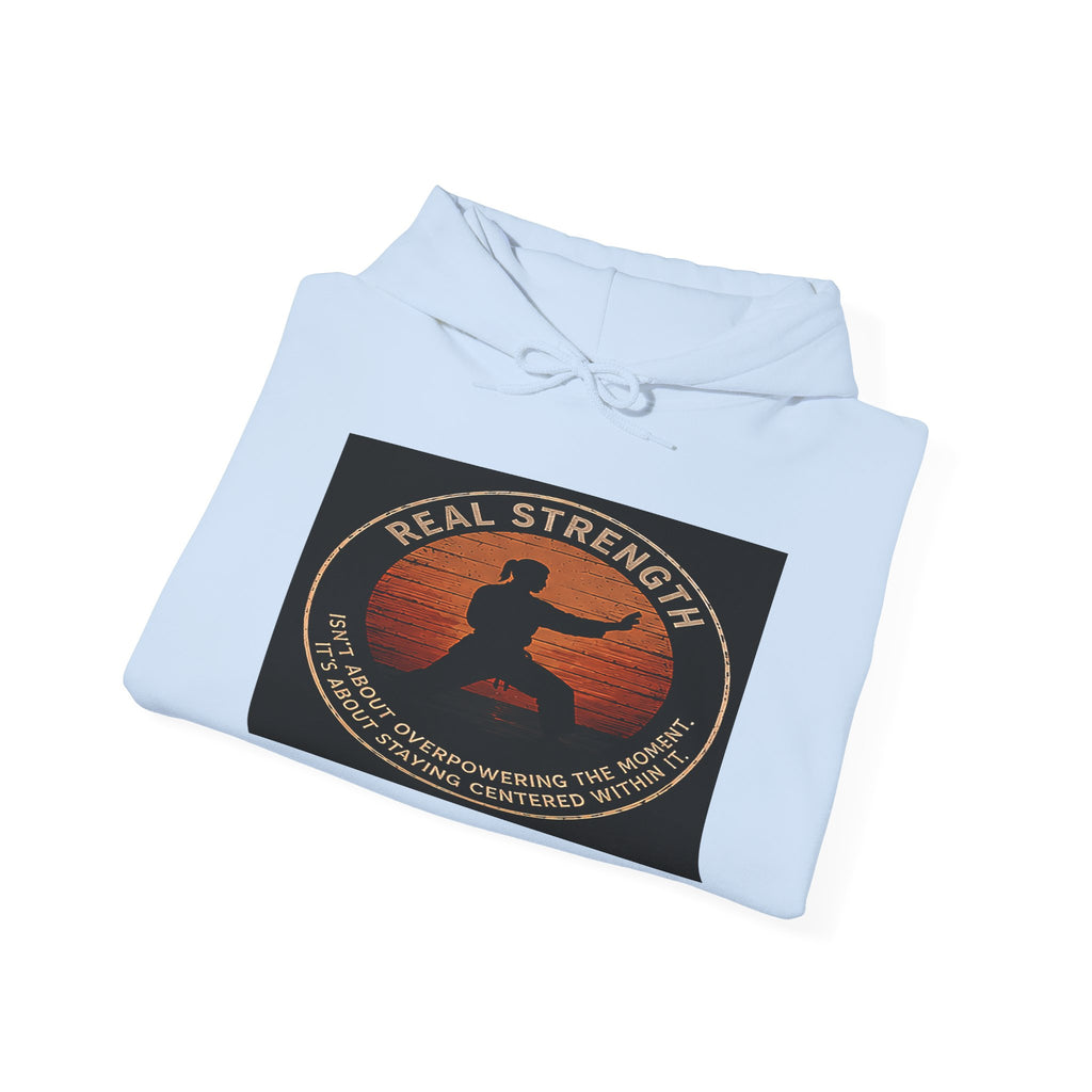 Centered & Strong Hoodie — Karate Silhouette Retro Sunset Sweatshirt