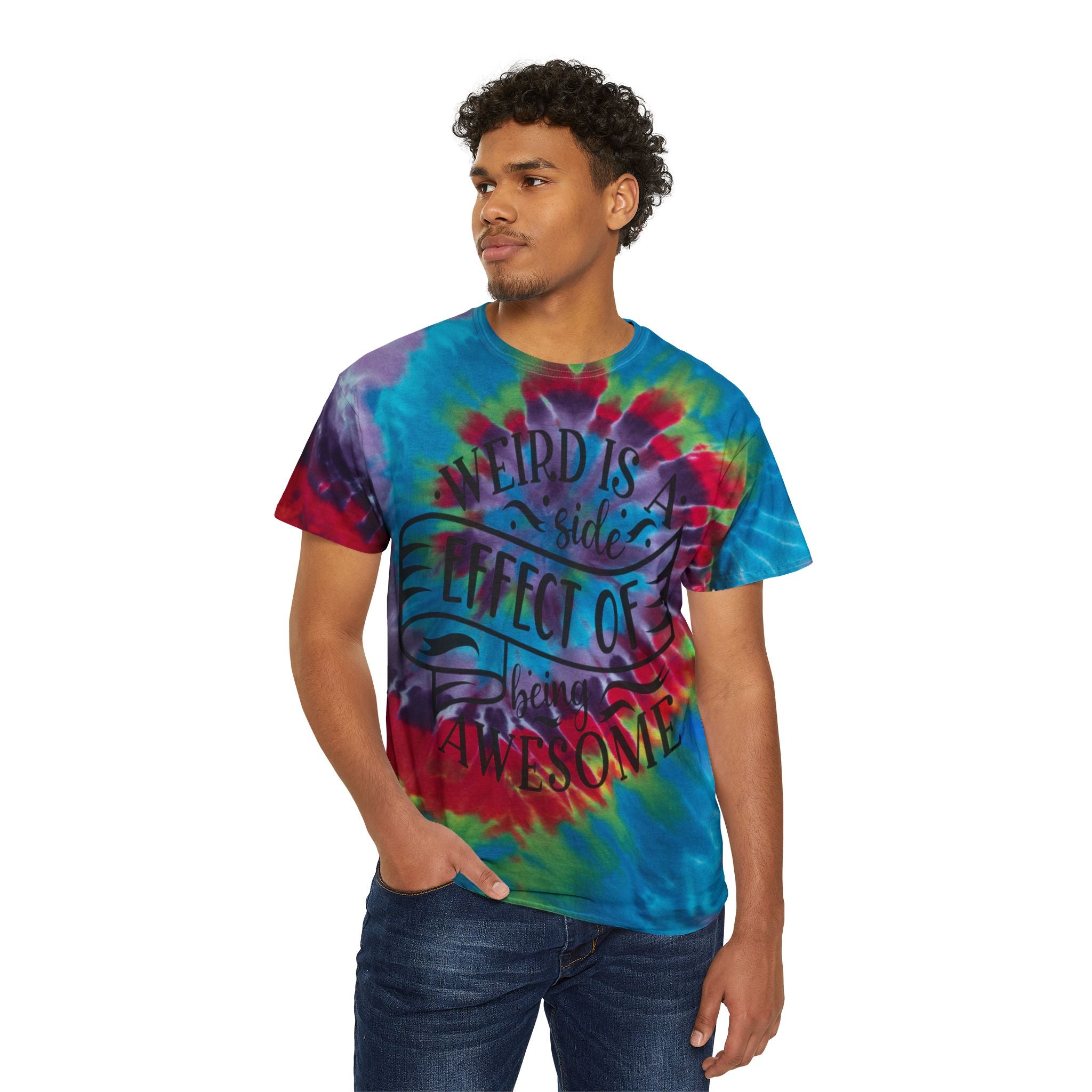 Tie-Dye T-Shirt — "Weird Is A Side Effect of Being Awesome" Spiral Pastel Tee