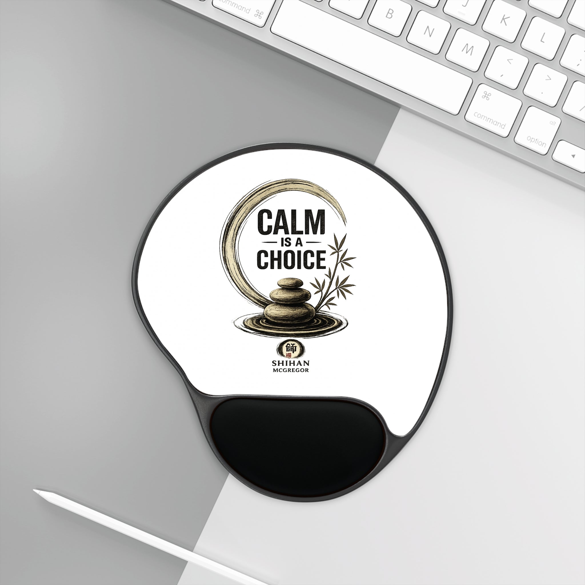 Calm Is a Choice Ergonomic Mouse Pad with Wrist Rest – Zen Stones Desk Accessory