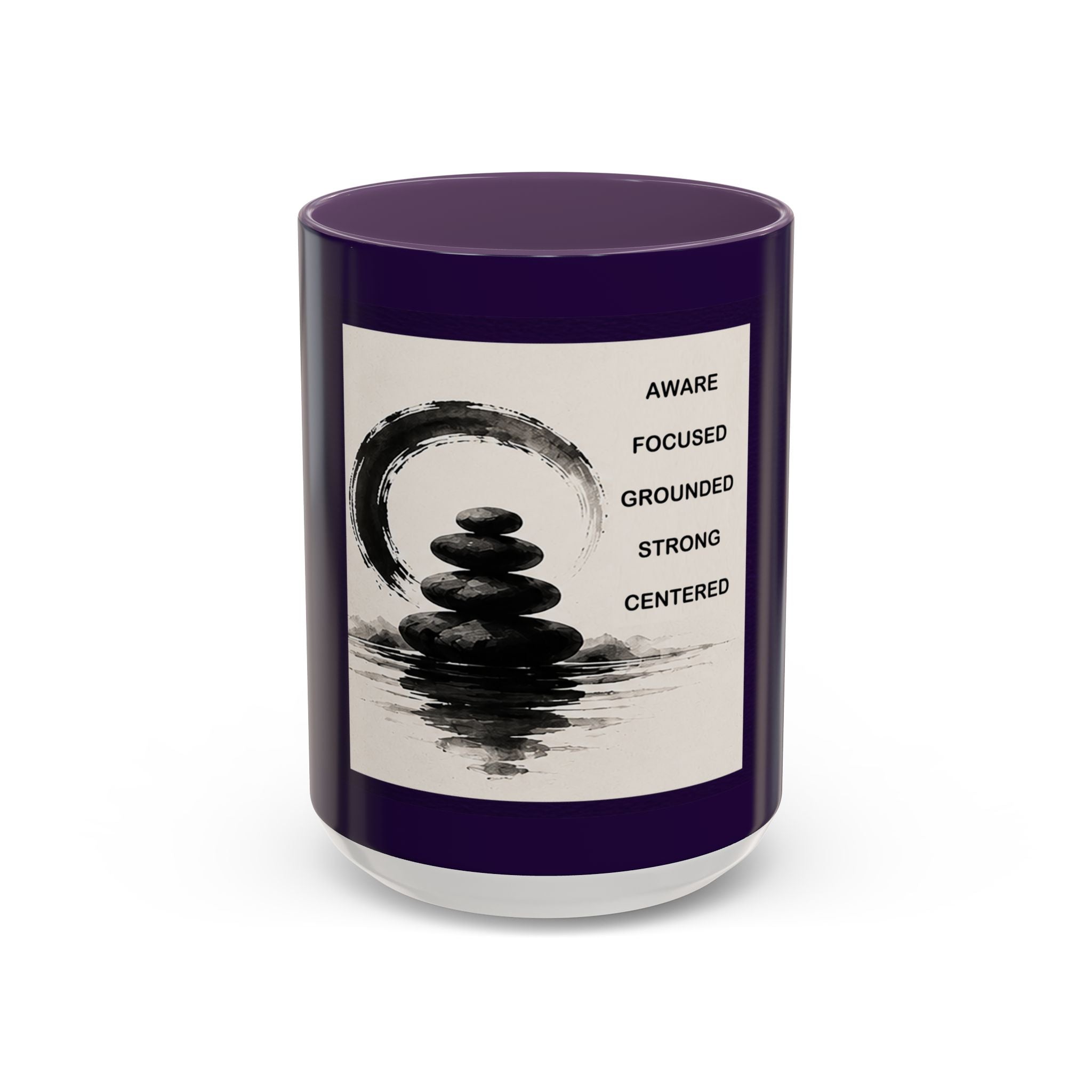 Zen Stacked Stones Coffee Mug – "Aware, Focused, Grounded, Strong, Centered" Accent Mug