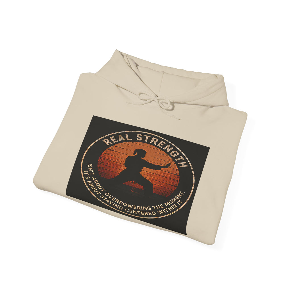 Centered & Strong Hoodie — Karate Silhouette Retro Sunset Sweatshirt