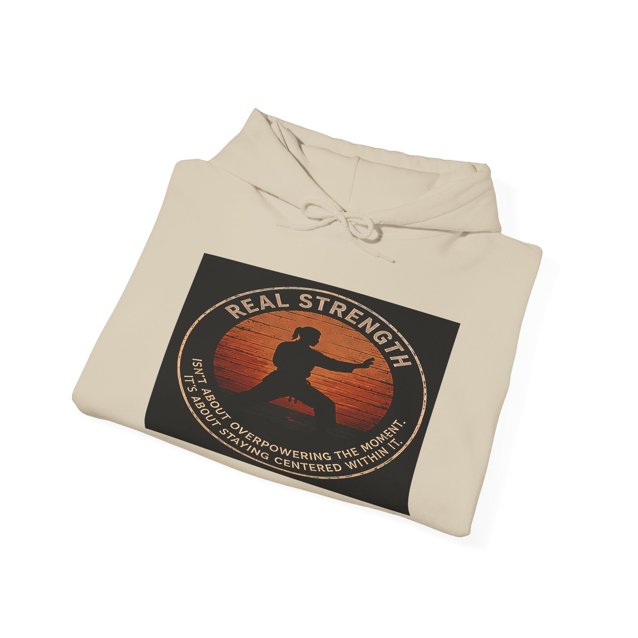 Centered & Strong Hoodie — Karate Silhouette Retro Sunset Sweatshirt