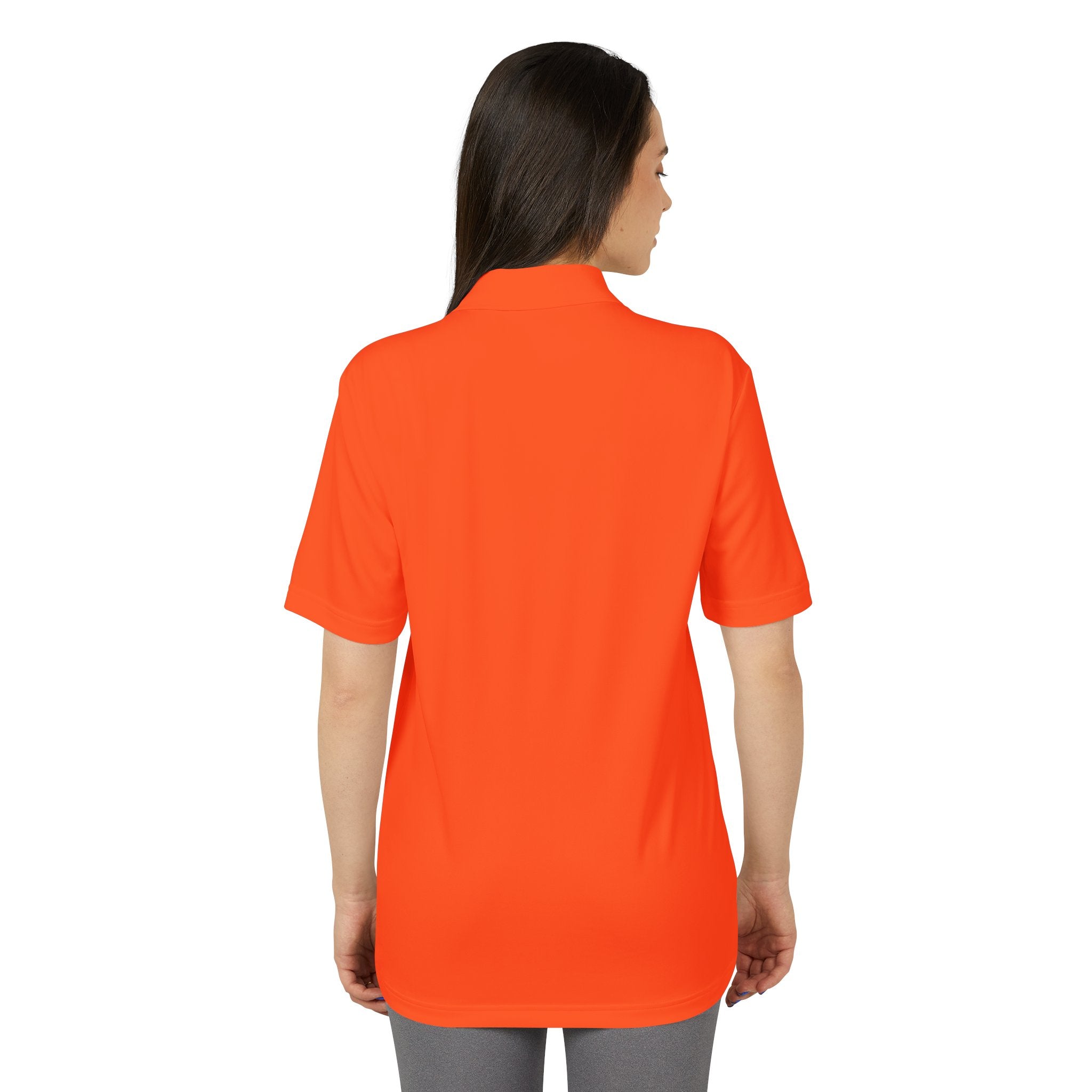 Orange Golf Polo with 'Back Nine' Vintage Crest – Performance Athletic Shirt