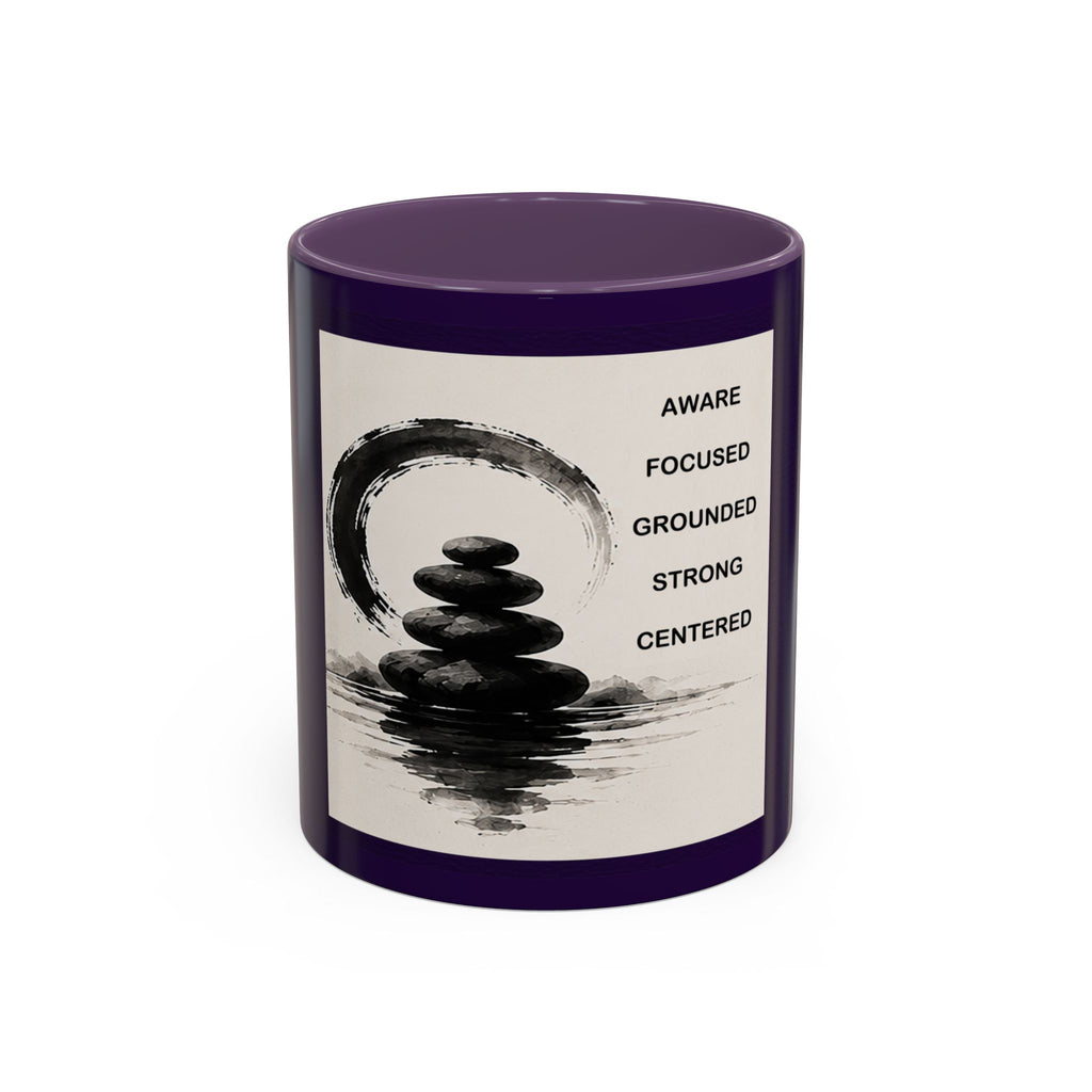 Zen Stacked Stones Coffee Mug – "Aware, Focused, Grounded, Strong, Centered" Accent Mug